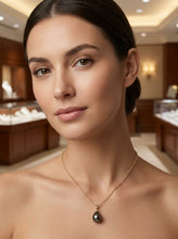 Load image into Gallery viewer, 14K Yellow Gold 12mm Baroque Tahitian Pearl Pendant Charcoal Gray