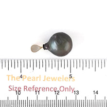 Load image into Gallery viewer, 14K Yellow Gold 12mm Baroque Tahitian Pearl Pendant Charcoal Gray