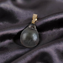 Load image into Gallery viewer, 14K Yellow Gold 12mm Baroque Tahitian Pearl Pendant Charcoal Gray