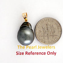 Load image into Gallery viewer, 14K Yellow Gold Baroque Tahitian Pearl Pendant Blue Green Gray