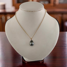 Load image into Gallery viewer, 14K Yellow Gold Baroque Tahitian Pearl Pendant Blue Green Gray