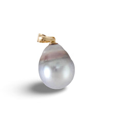 Load image into Gallery viewer, 14K Yellow Gold 11mm Baroque Tahitian Pearl Pendant Light Silver Gray