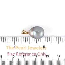 Load image into Gallery viewer, 14K Yellow Gold 11mm Baroque Tahitian Pearl Pendant Light Silver Gray