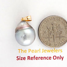 Load image into Gallery viewer, 14K Yellow Gold 11mm Baroque Tahitian Pearl Pendant Light Silver Gray