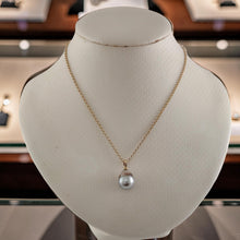 Load image into Gallery viewer, 14K Yellow Gold 11mm Baroque Tahitian Pearl Pendant Light Silver Gray