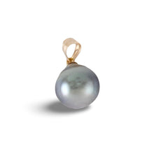 Load image into Gallery viewer, 14K Yellow Gold Baroque Tahitian Pearl Pendant Green Gray