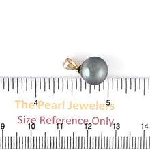 Load image into Gallery viewer, 14K Yellow Gold Baroque Tahitian Pearl Pendant Green Gray