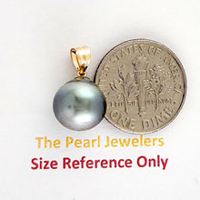 Load image into Gallery viewer, 14K Yellow Gold Baroque Tahitian Pearl Pendant Green Gray
