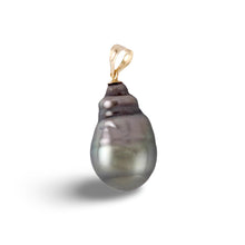 Load image into Gallery viewer, 14K Yellow Gold 12mm Baroque Tahitian Pearl Pendant Gray Green