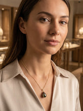 Load image into Gallery viewer, 14K Yellow Gold 12mm Baroque Tahitian Pearl Pendant Gray Green
