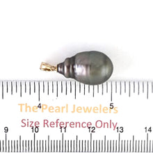 Load image into Gallery viewer, 14K Yellow Gold 12mm Baroque Tahitian Pearl Pendant Gray Green