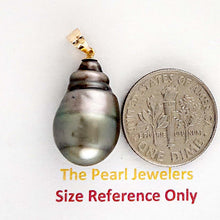 Load image into Gallery viewer, 14K Yellow Gold 12mm Baroque Tahitian Pearl Pendant Gray Green