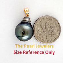 Load image into Gallery viewer, Baroque Tahitian Pearl Blue Green Gray14K Yellow Gold Pendant