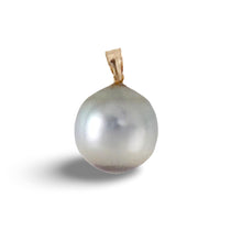 Load image into Gallery viewer, 14K Yellow Gold 12mm Baroque Tahitian Pearl Pendant Light Silver Gray