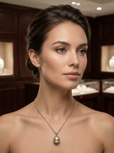 Load image into Gallery viewer, 14K Yellow Gold 12mm Baroque Tahitian Pearl Pendant Light Silver Gray