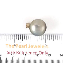 Load image into Gallery viewer, 14K Yellow Gold 12mm Baroque Tahitian Pearl Pendant Light Silver Gray