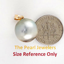 Load image into Gallery viewer, 14K Yellow Gold 12mm Baroque Tahitian Pearl Pendant Light Silver Gray