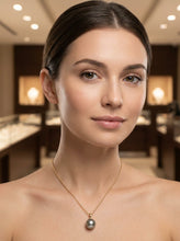 Load image into Gallery viewer, 14K Yellow Gold 12.5mm Baroque Tahitian Pearl Pendant Charcoal Gray