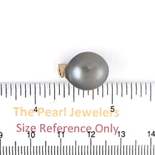 Load image into Gallery viewer, 14K Yellow Gold 12.5mm Baroque Tahitian Pearl Pendant Charcoal Gray