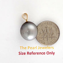 Load image into Gallery viewer, 14K Yellow Gold 12.5mm Baroque Tahitian Pearl Pendant Charcoal Gray