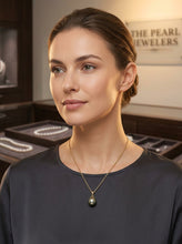 Load image into Gallery viewer, 14k Yellow Gold Gray-Blue Tahitian Pearl Pendant