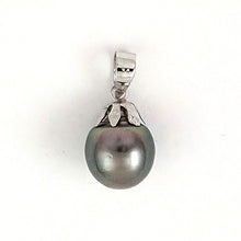 Load image into Gallery viewer, 14k White Gold Black-Blue Tahitian Pearl Pendant