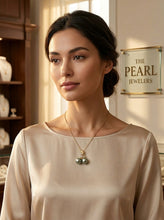 Load image into Gallery viewer, Silver Tone Tahitian Pearl Dolphin Pendant 14k Gold
