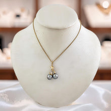 Load image into Gallery viewer, Silver Tone Tahitian Pearl Dolphin Pendant 14k Gold