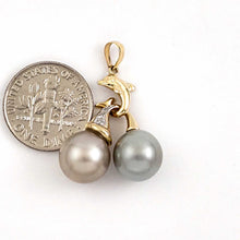 Load image into Gallery viewer, Silver &amp; Gray Tahitian Dolphin Pearl Pendant 14k Gold