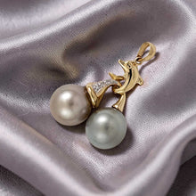 Load image into Gallery viewer, Silver &amp; Gray Tahitian Dolphin Pearl Pendant 14k Gold