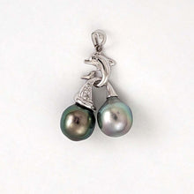 Load image into Gallery viewer, 14k White Gold Dolphin-Design Tahitian Pearl Pendant
