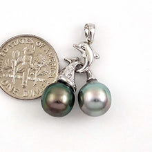 Load image into Gallery viewer, 14k White Gold Dolphin-Design Tahitian Pearl Pendant