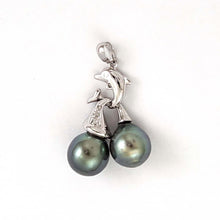 Load image into Gallery viewer, 14k White Gold Twin Tahitian Pearl &amp; Diamond Pendant