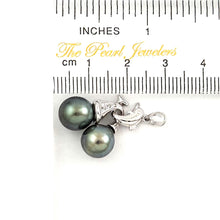 Load image into Gallery viewer, 14k White Gold Twin Tahitian Pearl &amp; Diamond Pendant