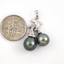 Load image into Gallery viewer, 14k White Gold Twin Tahitian Pearl &amp; Diamond Pendant