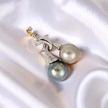 Load image into Gallery viewer, 14k White Gold Blue &amp; Grey Tahitian Pearl Dolphin Pendant