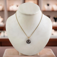 Load image into Gallery viewer, 14k Yellow Gold Black Tahitian Pearl &amp; Diamond Pendant