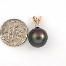 Load image into Gallery viewer, 14k Yellow Gold Diamond Natural Black Tahitian Pearl Pendant