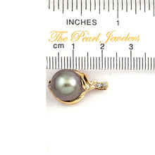 Load image into Gallery viewer, 14k Yellow Gold &amp; Diamond Silver-Tone Tahitian Pearl Pendant