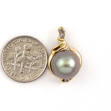 Load image into Gallery viewer, 14k Yellow Gold &amp; Diamond Silver-Tone Tahitian Pearl Pendant