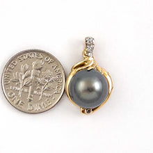 Load image into Gallery viewer, 14k Yellow Gold Octopus Black Tahitian Pearl &amp; Diamond Pendant