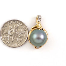 Load image into Gallery viewer, 14k Yellow Gold Octopus Black Tahitian Pearl &amp; Diamond Pendant