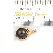 Load image into Gallery viewer, 14k Yellow Gold Feather Black Tahitian Pearl &amp; Diamond Pendant