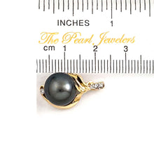 Load image into Gallery viewer, 14k Yellow Gold Feather Black Tahitian Pearl Pendant