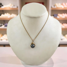 Load image into Gallery viewer, 14k Yellow Gold Feather Black Tahitian Pearl &amp; Diamond Pendant