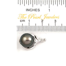 Load image into Gallery viewer, 14k White Gold Feather Black Tahitian Pearl Pendant