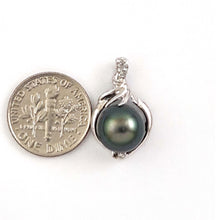 Load image into Gallery viewer, 14k White Gold Diamond &amp; Black Tahitian Pearl Pendant