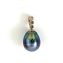 Load image into Gallery viewer, 14k Yellow Gold Baroque Black Tahitian Pearl &amp; Diamond Pendant