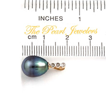 Load image into Gallery viewer, 14k Yellow Gold Baroque Black Tahitian Pearl &amp; Diamond Pendant
