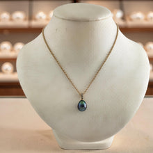 Load image into Gallery viewer, 14k Yellow Gold Baroque Black Tahitian Pearl &amp; Diamond Pendant